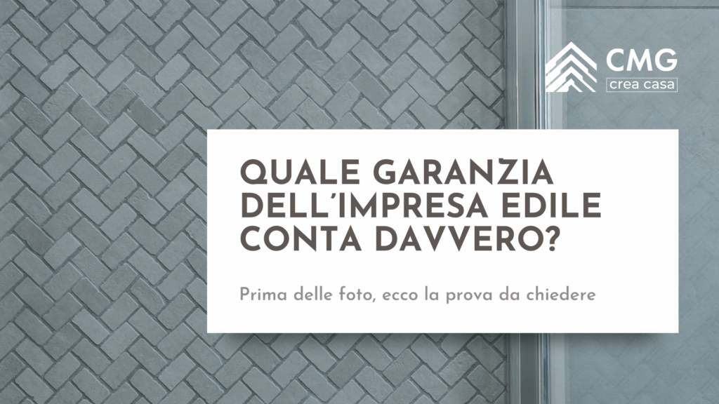 Immagine di un dettaglio di arredo di qualità con il logo CMG e il testo "QUALE GARANZIA CONTA DAVVERO?