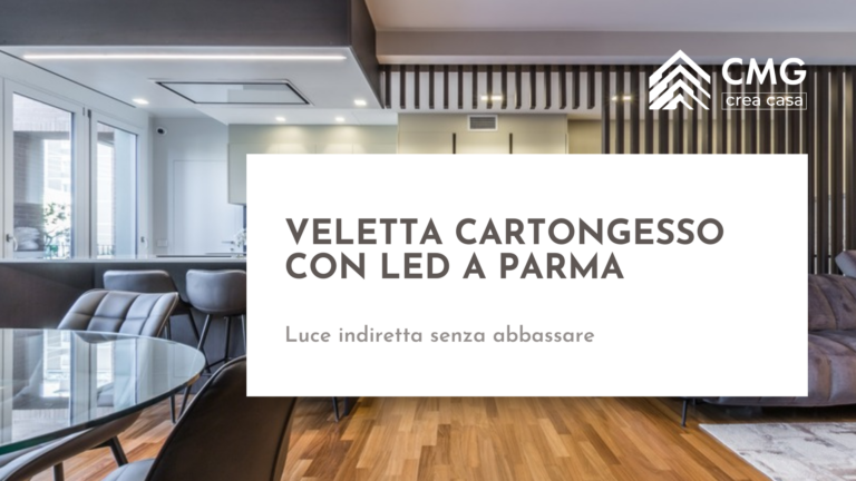 Mario Conte spiega la veletta in cartongesso con LED a Parma